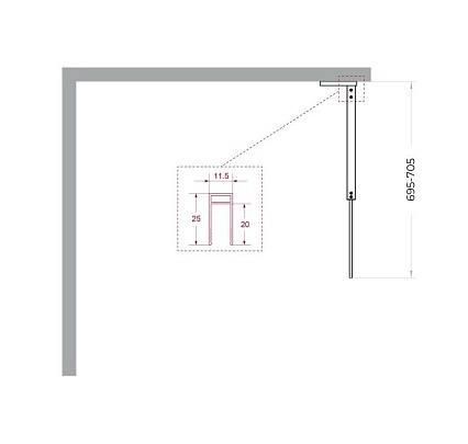 Душевая перегородка Belbagno UNO-L-1-TB-70-C-GM 70x200 прозрачная, оружейная сталь