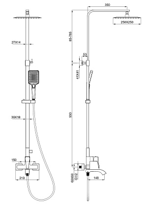 Душевая стойка Wonzon&Woghand Flex WW-88047072-BG брашированное золото
