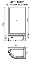 Душевой уголок Радомир 1-03-1-2-0-0090 120х80 R высокий поддон, прозрачный