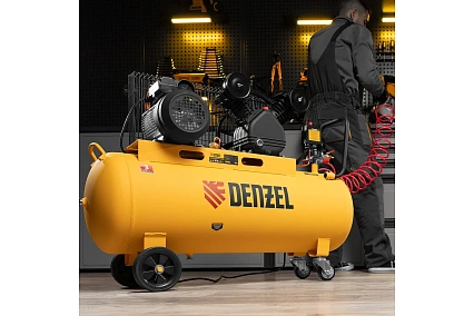 Воздушный компрессор с ременным приводом Denzel BCV2200/100 2.2 кВт, 100 литров, 370 л/мин 58110
