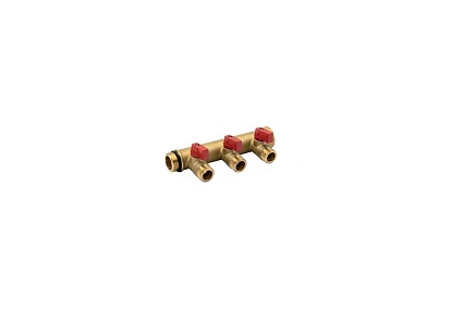 Коллектор с шаровыми кранами Tiemme арт.1822RCP50 3/4" T4-1/2" пл.прокладка 50мм (кр.ручки) 1820109