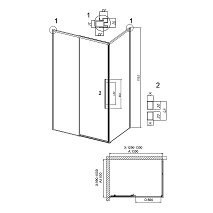 Душевой уголок Grossman Galaxy 120.K33.01.1310.42.10 130x100 тонированный, графит сатин