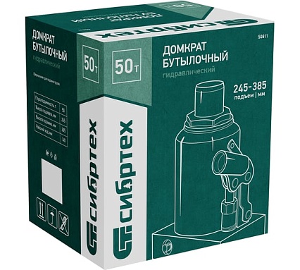 Домкрат гидравлический бутылочный Сибртех 50 т, 245-385 мм 50811