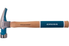 Молоток-гвоздодер Gross 680 г, угол 75, магнит, обрезиненная рукоятка american hickory 10425
