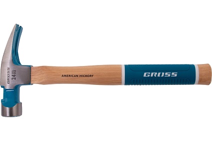 Молоток-гвоздодер Gross 680 г, угол 75, магнит, обрезиненная рукоятка american hickory 10425