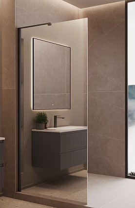 Душевая перегородка Vincea Волк-Ин (Walk-In) VLSW-1H900MRB 90x200 черный, зеркальное