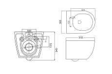 Подвесной унитаз Cezares Stylus CZR-6601-TH-TOR, безободковый