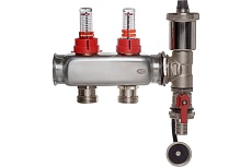 Коллектор ColSys p887 2 выхода с расходомерами, автоматическим воздухоотводчиком и дренажным шаровым краном 188710502