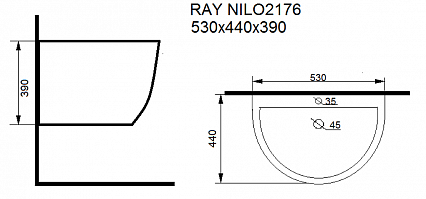 Раковина Nilo Ray 2176 nero 53 см