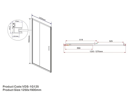 Душевая дверь Vincea Garda VDS-1G125CH 125x190 хром, шиншилла