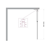 Душевая перегородка Belbagno UNO-L-1-TB-100-GR-GM 100x200 графит, оружейная сталь