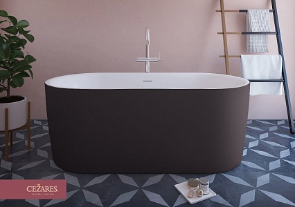 Акриловая ванна Cezares Metauro Central METAURO-INT-Central-180-80-60-B-W-MATT 180x80 см белый матовый/черный матовый