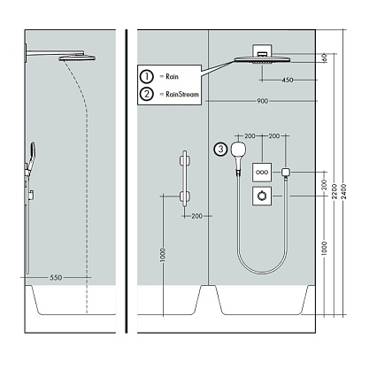 Верхний душ Hansgrohe Rainmaker Select 460 2jet 24005600 черный/хром