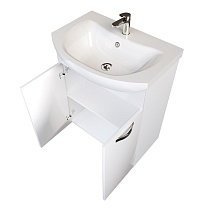 Мебель для ванной 1MarKa Вита 65 см, напольная, 2 дверцы, белый глянец