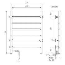 Полотенцесушитель электрический Domoterm Аврора DMT 109-6 50x71 EK ТЭН слева, хром