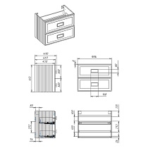 Тумба с раковиной La Fenice Cubo 100 см, два ящика синий матовый