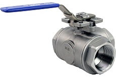 Шаровой кран DN.ru 3-ходовой l-тип стандартнопроходной rp.ss316-iso ду100 ру63, резьбовой D160-07670