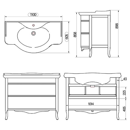 Тумба с раковиной TW collection Armony Nuovo 110 см, bianco ARM2110-B