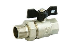 Шаровой кран для воды ONDO 3/4", с накидной гайкой, бабочка, никель ONASM034