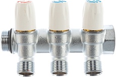 Коллектор Tiemme Maxima НВ, 3/4&quot;, с вентилями, 3 выхода, 1/2&quot;, Н 36 мм, хром 1860005