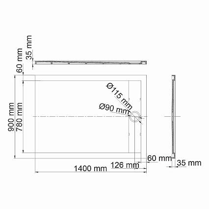 Поддон для душа WasserKRAFT Rhin 44T36 140x90, белый мрамор