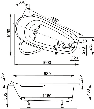 Акриловая ванна VagnerPlast Selena 160x105 L