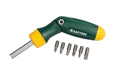 Реверсивно-рычажная отвертка с битами BIT-LOCK Kraftool 26150-H7