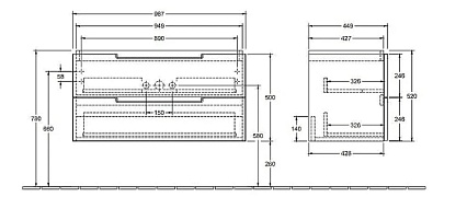 Тумба с раковиной Villeroy&Boch Subway 2.0 100 см белый