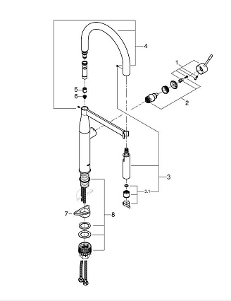 Смеситель для кухни Grohe Essence 30294000 с душем, хром