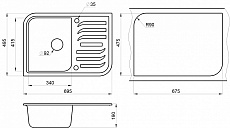 Кухонная мойка Granula GR-7001 69.5 см черный