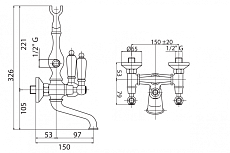 Смеситель для ванны Cezares First FIRST-VD-02-Bi бронза, белый