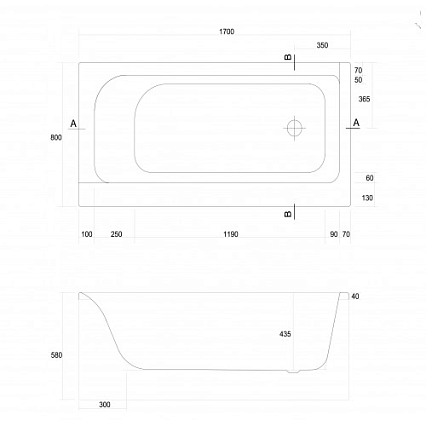 Акриловая ванна Cersanit Smart 170x80 L/R