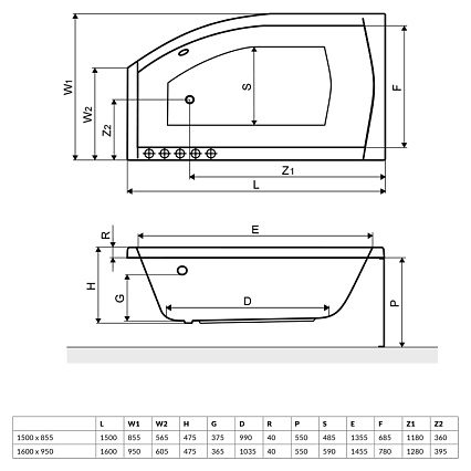 Акриловая ванна Excellent Magnus 160x95 R