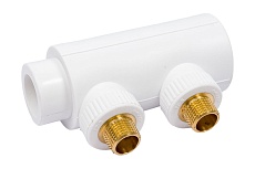 Коллектор Blue Ocean полипропилен НР 2 отвода - 40х1/2х2 осевое - 57мм/ PPRF/FCEUMET(W)-01/40х1/2"х2