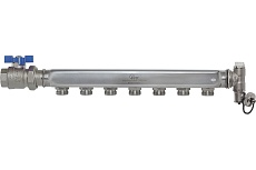 Распределительный коллектор ColSys IVR 871B 7 выходов, с шаровым краном, краном Маевского и дренажным клапаном 187111В07