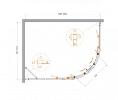 Душевой уголок Cezares MOLVENO-RH-2-130/100-C-GM-IV 130x100 прозрачный, оружейная сталь