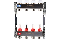 Коллектор из нержавеющей стали Rommer с расходомерами, 4 выхода Rms-1200-000004 RG0091LAMMLQ3J