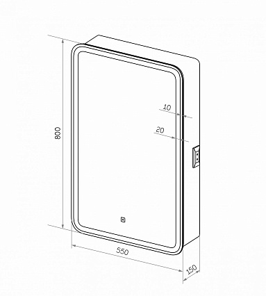 Зеркальный шкаф Art&Max Platino AM-Pla-550-800-1D-L-DS-F 55x80 с подсветкой, левый