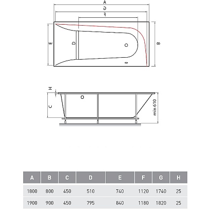 Акриловая ванна Vayer Boomerang 190x90 R Гл000010854