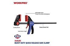Быстрозажимная струбцина WORKPRO поворотная, 79x600мм WP232042