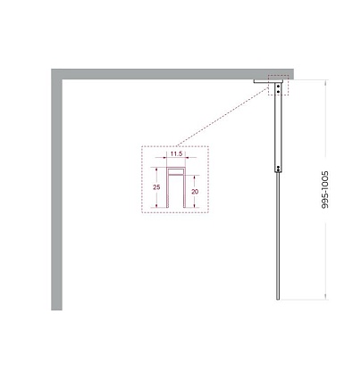 Душевая перегородка Belbagno UNO-L-1-TB-100-BR-GM 100x200 бронза, оружейная сталь