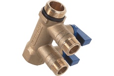 Коллектор Tiemme Nino НВ, 3/4&quot;, с кранами, 2 выхода, 1/2&quot;, Н 36 мм, синий 1820072