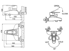 Смеситель для ванны Bravat Loop F6124182CP-01-RUS