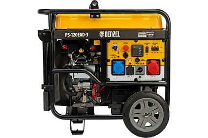 Бензиновый генератор Denzel PS-120EAD-3 12 кВт, 230/400 В, 40 л, разъём ATS, переключение режима, электростартер 946984