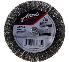 Дисковая гофрированная щетка АТАКА №083 5410006120 d 100 для дрели шестигранный хвостовик 22387