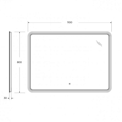 Зеркало Cezares Duet 110x80 см с подсветкой CZR-SPC-DUET-1100-800-LED-TCH