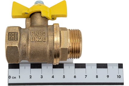 Шаровой кран для газа Valfex 3/4" ВР/НР ручка-бабочка, латунный 11Б27фтМ VF.278.LB3.034.Bir