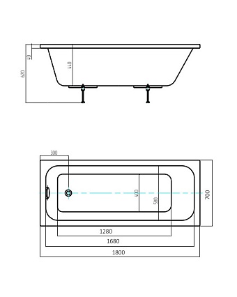 Акриловая ванна Aquatek Мия 180x70 см