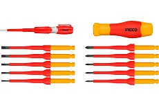 Диэлектрическая отвертка с насадками Ingco 12 шт. HKISD1201