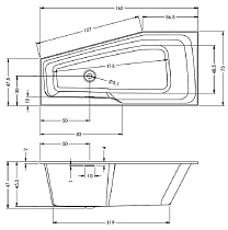 Акриловая ванна Riho Rethink Space 160x75 R белый глянец B111001005